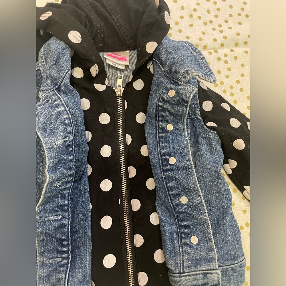 Disney Denim Jacket with Polka Dot Sleeves - Picture 2 of 5